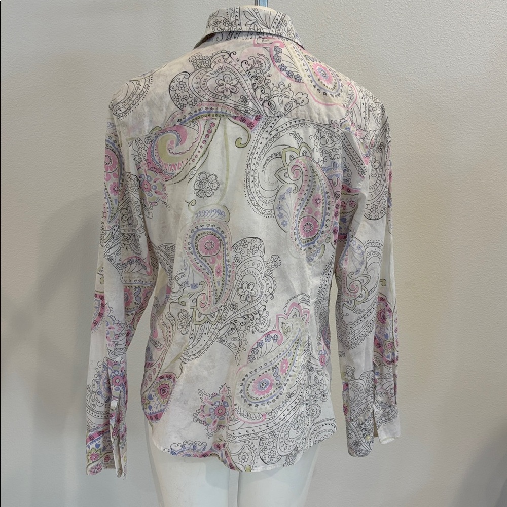 Moreno Martini Made in Italy Paisley Button Down Shirt Size L 100% Cotton - Picture 3 of 5